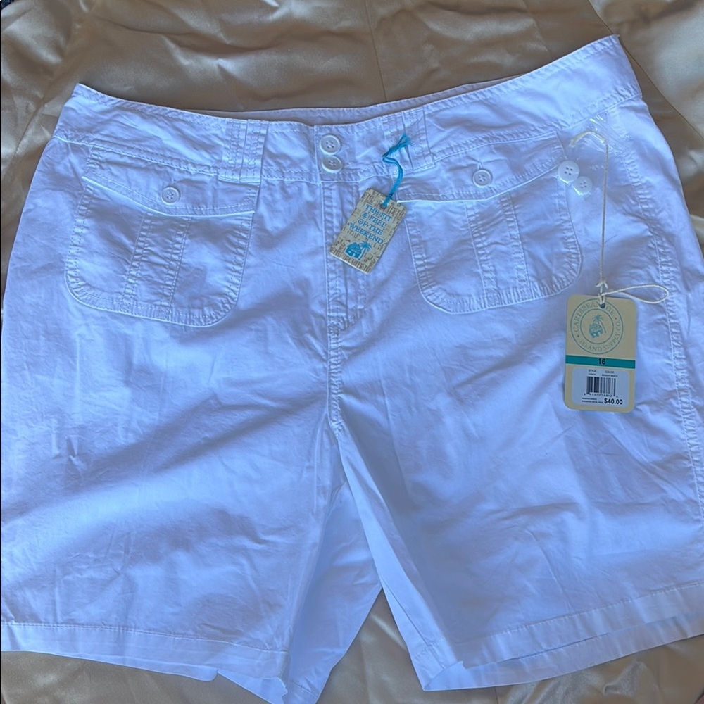 Caribbean Joe White Bermuda Shorts Classic Summer Style